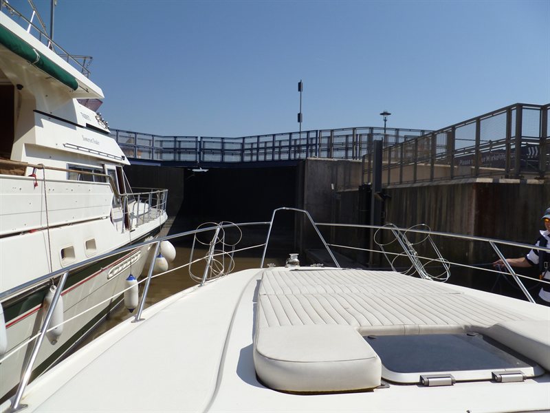 Passing through Portishead Quays Marina Lock