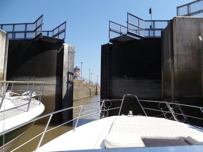 Passing through Portishead Quays Marina Lock